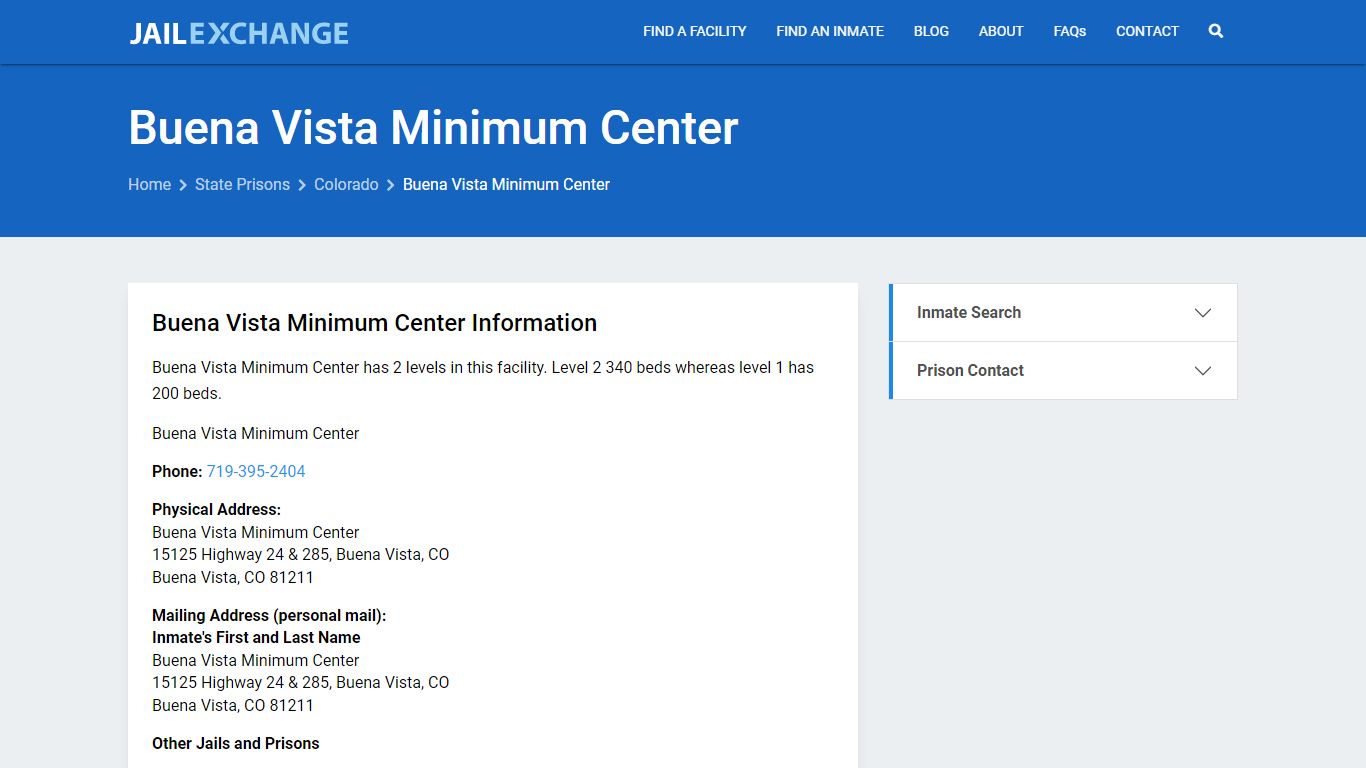 Buena Vista Minimum Center Inmate Search, CO - Jail Exchange